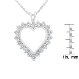 .925 Sterling Silver 1 cttw Diamond Love Heart Pendant Necklace (H-I, I1-I2)