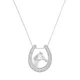 .925 Sterling Silver 1/4 cttw Diamond U Shape Pendant Necklace (I-J, I3-Promo)