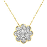 2 Micron 10K Yellow Gold plated .925 Sterling Silver 1/4 cttw Diamond Cluster Pendant Necklace (I-J, I2-I3)