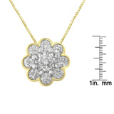 2 Micron 10K Yellow Gold plated .925 Sterling Silver 1/4 cttw Diamond Cluster Pendant Necklace (I-J, I2-I3)