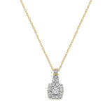 10K Yellow Gold Plated .925 Sterling Silver 1/4 Cttw Diamond Square Pendant Necklace (J-K Color, I1-I2 Clarity) - 18"