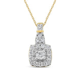 10K Yellow Gold Plated .925 Sterling Silver 1/4 Cttw Diamond Square Pendant Necklace (J-K Color, I1-I2 Clarity) - 18"