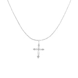 .925 Sterling Silver Round Cut Diamond Accent Cross Pendant Necklace (1/15 cttw, I-J Color, I3 Clarity)