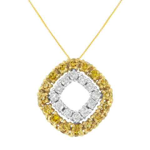 14K Yellow Gold .925 Plated Sterling Silver 1/2 Cttw Treated Yellow Diamond Double Cushion Shaped 18