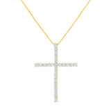 .925 Sterling Silver 2.0 Cttw Round Shape Diamond 1-1/4" Cross Pendant with Box Chain Necklace (I-J Color, I1-I2 Clarity) - 18"