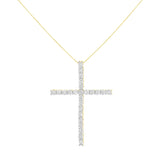 .925 Sterling Silver 2.0 Cttw Round Shape Diamond 1-1/4" Cross Pendant with Box Chain Necklace (I-J Color, I1-I2 Clarity) - 18"