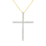 .925 Sterling Silver 2 1/2 cttw Diamond Cross Pendant Necklace (H-I, I2-I3)