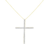 .925 Sterling Silver 2 1/2 cttw Diamond Cross Pendant Necklace (H-I, I2-I3)