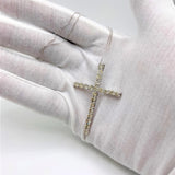 .925 Sterling Silver 4.0 Cttw Diamond 2-1/4" Cross Pendant with Box Chain Necklace (I-J Color, I1-I2 Clarity) - 18"