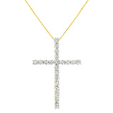 10K Yellow Gold Plated .925 Sterling Silver 4.0 Cttw Round Cut Diamond Cross Pendant Necklace (J-K Color, I1-I2 Clarity) - 18"