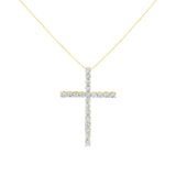 10K Yellow Gold Plated .925 Sterling Silver 4.0 Cttw Round Cut Diamond Cross Pendant Necklace (J-K Color, I1-I2 Clarity) - 18"