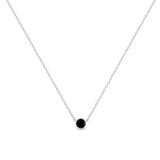 .925 Sterling Silver 1/3 Cttw Bezel-Set Treated Black Diamond Solitaire 18" Pendant Necklace (Black Color, I1-I2 Clarity)