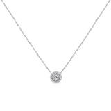 .925 Sterling Silver 1/2 Cttw Round Diamond Halo Circle Pendant 18" Necklace (I-J Color, I2-I3 Clarity)