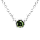 .925 Sterling Silver 1/5 Cttw Treated Green Diamond Solitaire Bezel 18" Pendant Necklace (Green Color, I1-I2 Clarity)