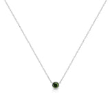 .925 Sterling Silver 1/5 Cttw Treated Green Diamond Solitaire Bezel 18" Pendant Necklace (Green Color, I1-I2 Clarity)