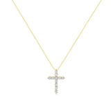 10K Yellow Gold Plated .925 Sterling Silver 1 cttw Prong Set Diamond Cross 18" Pendant Necklace (J-K Color, I1-I2 Clarity)