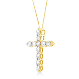 10K Yellow Gold Plated .925 Sterling Silver 1 cttw Prong Set Diamond Cross 18" Pendant Necklace (J-K Color, I1-I2 Clarity)