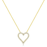 14K Yellow Gold Plated .925 Sterling Silver 2.00 Cttw Shared Prong-Set Round Brilliant-Cut Diamond Open Heart 18" Pendant Necklace (K-L Color, I2-I3 Clarity)