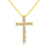 10K Yellow Gold Plated .925 Sterling Silver 1/2 Cttw Fancy Champagne Diamond Cross 18" Pendant Necklace (K-L Color, I1-I2 Clarity)