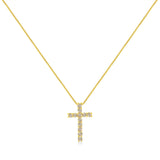 10K Yellow Gold Plated .925 Sterling Silver 1/2 Cttw Fancy Champagne Diamond Cross 18" Pendant Necklace (K-L Color, I1-I2 Clarity)