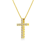 10K Yellow Gold Plated .925 Sterling Silver 1/2 Cttw Fancy Champagne Diamond Cross 18" Pendant Necklace (K-L Color, I1-I2 Clarity)