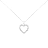 .925 Sterling Silver 1/2 Cttw Prong Set Diamond Encrusted Open Heart 18" Inch Pendant Necklace (I-J Color, I1-I2 Clarity)