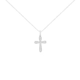 .925 Sterling Silver 1/4 Cttw Diamond Inlaid Cross 18" Pendant Necklace (I-J Color, I1-I2 Clarity)