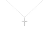 .925 Sterling Silver 1/4 Cttw Diamond Curved Cross 18" Pendant Necklace (I-J Color, I2-I3 Clarity)