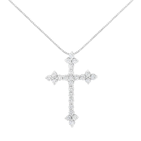 .925 Sterling Silver 1/2 Cttw Diamond Bottony Cross Style 18