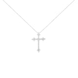 .925 Sterling Silver 1/2 Cttw Diamond Bottony Cross Style 18" Pendant Necklace (I-J Color, I2-I3 Clarity)