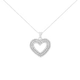 .925 Sterling Silver 1 Cttw Prong-Set Round Cut Diamond Heart 18" Pendant Necklace (J-K Color, I1-I2 Clarity)