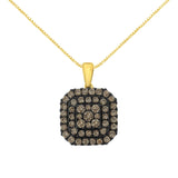 10K Yellow Gold Plated .925 Sterling Silver 1.0 cttw Black Rhodium Diamond Halo 18" Pendant Necklace (J-K Color, I1-I2 Clarity)