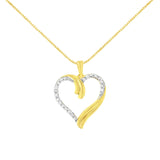 10K Yellow Gold Plated .925 Sterling Silver 1/10 cttw Diamond Open Heart 18" Pendent Necklace (J-K Color, I3 Clarity)