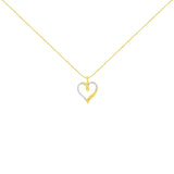 10K Yellow Gold Plated .925 Sterling Silver 1/10 cttw Diamond Open Heart 18" Pendent Necklace (J-K Color, I3 Clarity)