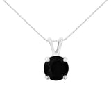 .925 Sterling Silver Treated Black Round-Cut Solitaire 4-Prong Set Diamond 18" Pendant Necklace - Color: White | Pack Of: 1