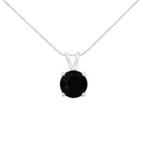 .925 Sterling Silver Treated Black Round-Cut Solitaire 4-Prong Set Diamond 18" Pendant Necklace - Color: White | Pack Of: 1