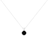 .925 Sterling Silver Treated Black Round-Cut Solitaire 4-Prong Set Diamond 18" Pendant Necklace - Color: White | Pack Of: 1