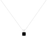 .925 Sterling Silver Treated Black Diamond Solitaire Pendant Necklace (Black) - Pack Of: 1