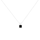 .925 Sterling Silver Treated Black Diamond Solitaire Pendant Necklace (Black) - Pack Of: 1