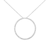 .925 Sterling Silver 4 cttw Prong Set, Round-Cut Diamond Open Circle Hoop 18" Pendant Necklace (J-K Color, I1-I2 Clarity)