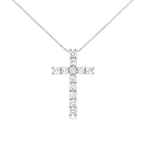 .925 Sterling Silver 1.00 cttw Traditional Diamond Cross 18