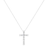 .925 Sterling Silver 1.00 cttw Traditional Diamond Cross 18" Pendant Necklace (J-K Color, I2-I3 Clarity)