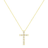 .925 Sterling Silver 1.00 cttw Traditional Diamond Cross 18" Pendant Necklace (J-K Color, I2-I3 Clarity)