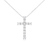 .925 Sterling Silver 1.00 cttw Traditional Diamond Cross 18" Pendant Necklace (J-K Color, I2-I3 Clarity)