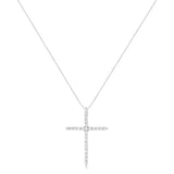 .925 Sterling Silver 2 cttw Prong Set Round-Cut Diamond Cross 18" Pendant Necklace (I-J Color, I2-I3 Clarity)