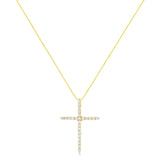 10K Yellow Gold Plated .925 Sterling Silver 2.0 Cttw Round Cut Diamond Cross Pendant Necklace (J-K Color, I1-I2 Clarity) 18"