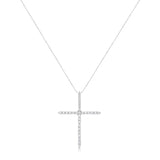 .925 Sterling Silver 3.0 cttw Prong Set Round-Cut Diamond Cross 18" Pendant Necklace (I-J Color, I2-I3 Clarity)