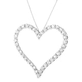 .925 Sterling Silver 3.0 cttw Round-Cut Diamond Open Heart Pendant Necklace (I-J Color, I2-I3 Clarity) - 18"