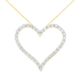 10k Yellow Gold Plated .925 Sterling Silver 3.0 cttw Round-Cut Diamond Open Heart Pendant Necklace (J-K Color, I1-I2 Clarity) - 18"