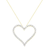 10k Yellow Gold Plated .925 Sterling Silver 3.0 cttw Round-Cut Diamond Open Heart Pendant Necklace (J-K Color, I1-I2 Clarity) - 18"